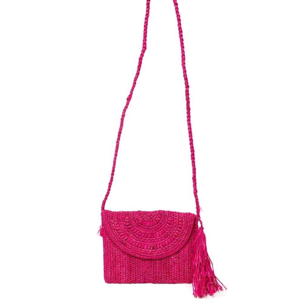 Mar Y Sol Naomi Raffia Shoulder Bag, Pink